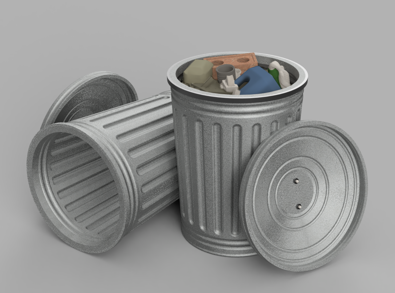 1/16 Metal Trash Can