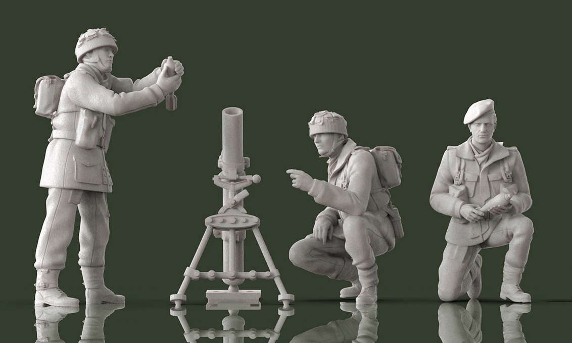 WW2 British Paratroopers and ML 3inch Mortar