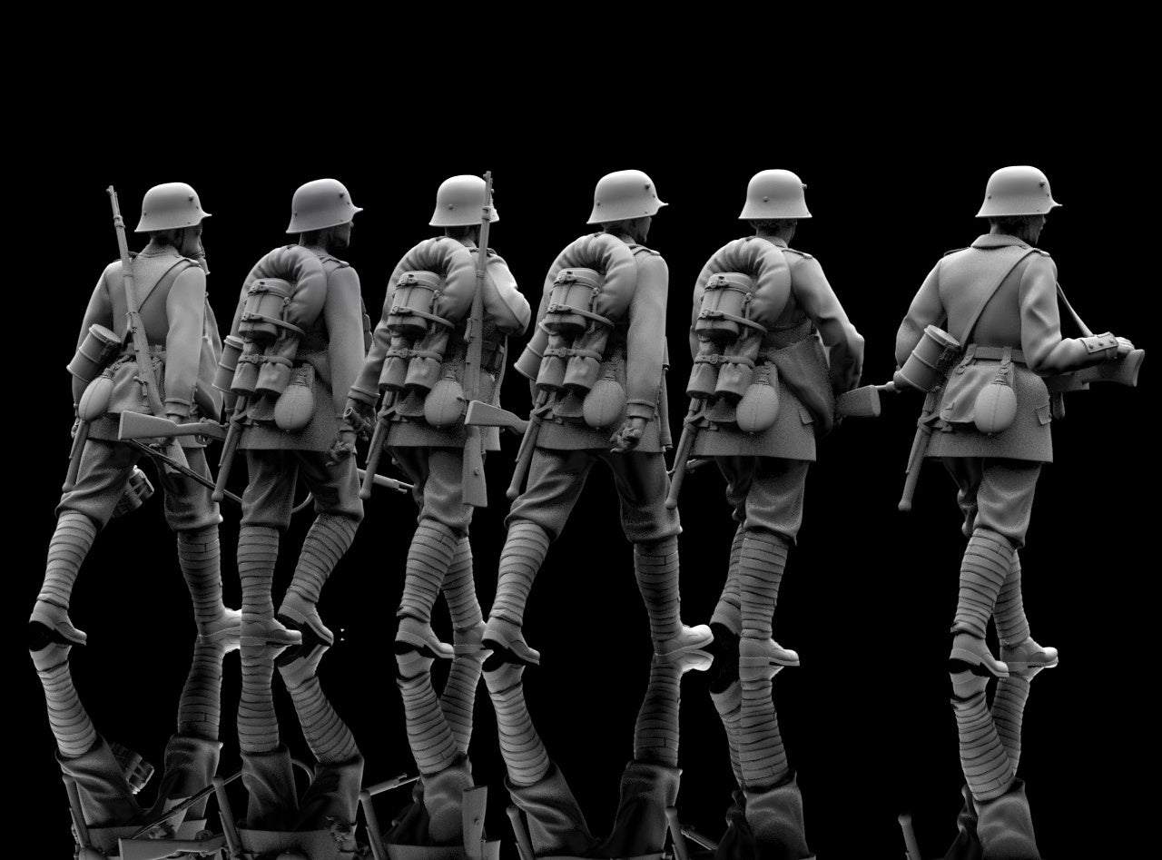 WW1 German Infantry Marching - Late