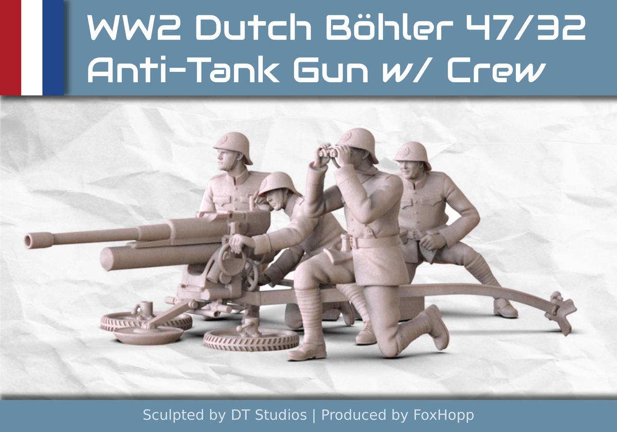 1/35 WW2 Dutch Böhler 47/32 Anti-Tank Gun with Crew – FoxHopp Models